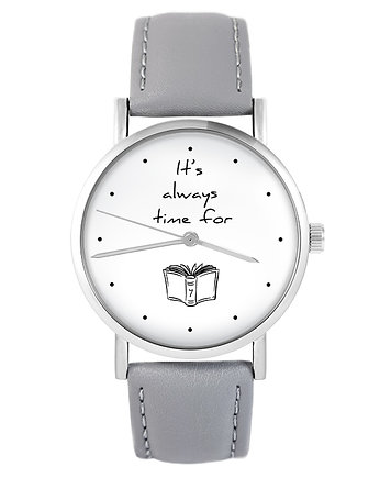 Zegarek - Time for a book - szary, skórzany, yenoo