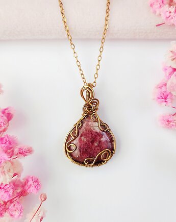 Naszyjnik Thulit Złoty stal chirurgiczna wisiorek handmade, byNostawen