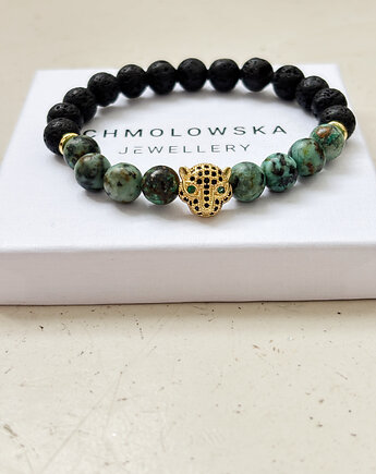 Bransoletka męska Turkus Afrykański Tygrys, Chmolowska Jewellery