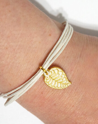 Bransoletka - Liść - sznureczki, biała, yenoo