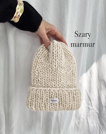 Czapka Lily 100% wełna *szary marmur*, GANGSTA KNIT
