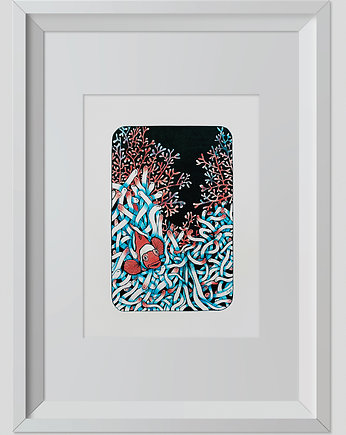 Rysunek Koralowiec Grafika 32x24cm + biała rama, ŁUKASZ KROKOSZ ART