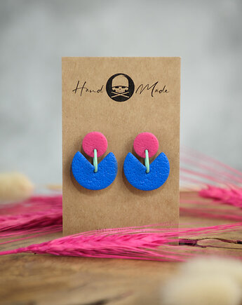 Kolczyki Hanna - niebiesko-różowe, LaCzapaKabra.biju