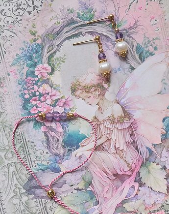 Kolczyki z ametystem i perłą, Okruszek Biżuteria