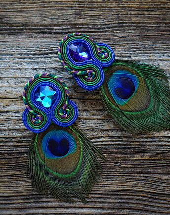 Peacock Eye-kolczyki soutache, Mró Soutache