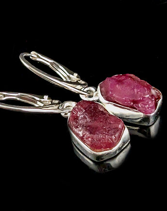 Kolczyki srebrne Malinowe rubiny, Pracownia Neores
