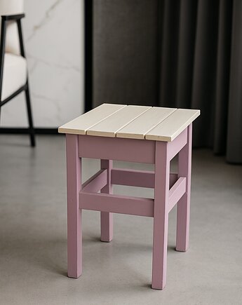 Własnoręcznie malowany handmade taboret w pastelowych kolorach art deco, Natea Studio
