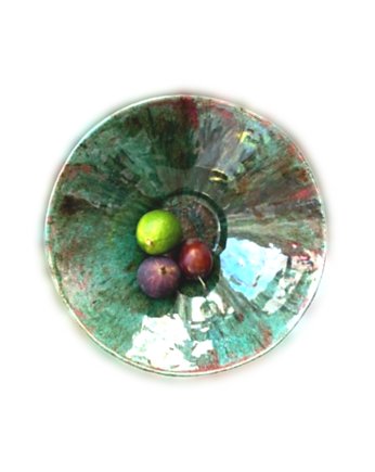 Ceramiczna miska artystyczna zielono-czerwona, annaflora