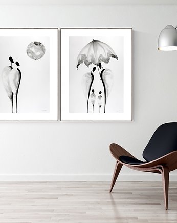 Zestaw 2 obrazów  malowanych ręcznie 50 x 70 cm, MiniMalArt