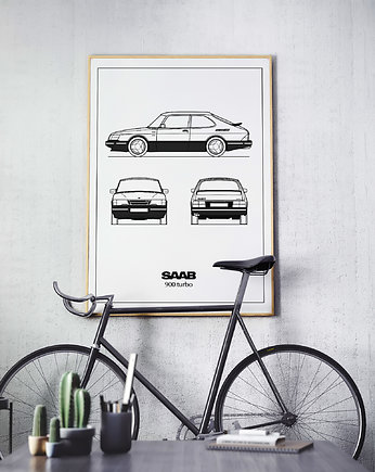 Plakat Legendy Motoryzacji - Saab 900 Turbo, Peszkowski Graphic