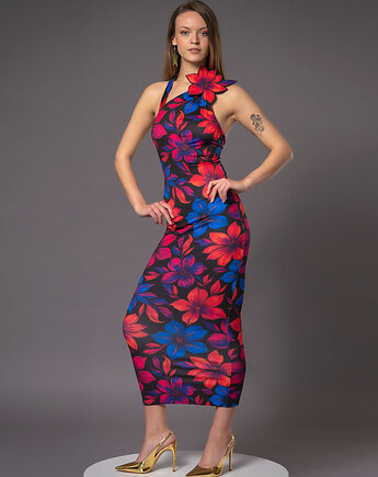 Dopasowana sukienka z kwiatem  - Iris, milita nikonorov