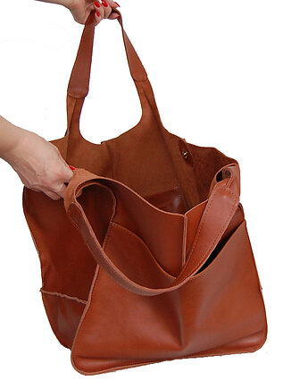 DUŻA POJEMNA TOREBKA ze skóry naturalnej na ramię, bagoo