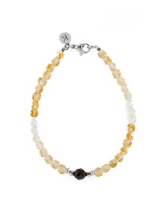 Bransoletka z cieniowanego Cytrynu z Czarnym Turmalinem - Wersja Srebrna, Kulka Bransoletki