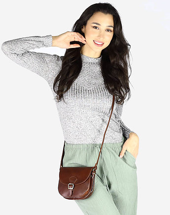 Torebka przez ramię włoska listonoszka skórzana - MARCO MAZZINI brąz, Marco Mazzini