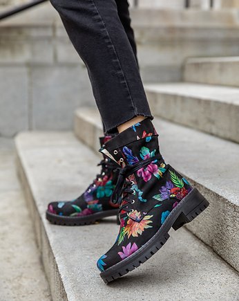 RĘCZNIE ROBIONE BOTKI ZAPATO 421 KOLOROWE KWIATY, Zapato
