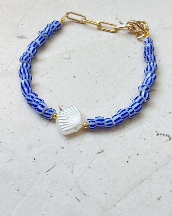 Bransoletka niebieska z muszlą, Chmolowska Jewellery