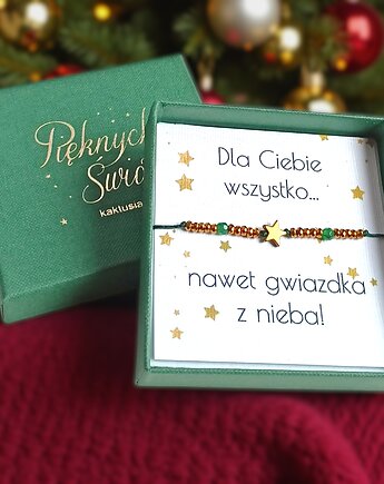 WYSYŁKA 24h Świąteczna bransoletka - na prezent - świąteczne pudełko, kaktusia