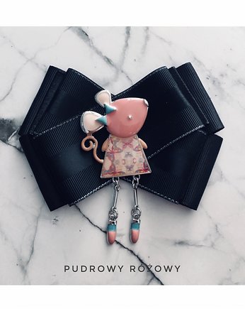 Brosza  z Myszką w stylu Pop Art, Pudrowy Różowy