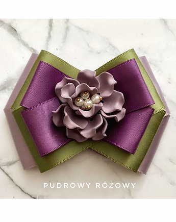 Fioletowo - khaki  Brosza z kwiatem 3d NEW, Pudrowy Różowy