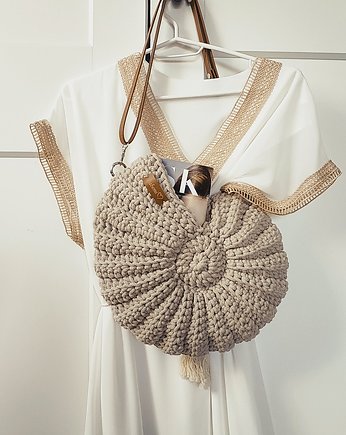 Torba beżowa muszla z sznurka bawełnianego na ramię " Seashell Bag", Babemi Love 