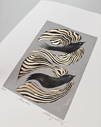 Art print SECRET Gardens VIII, druk giclee, granat i złoto, kasiakucwaj