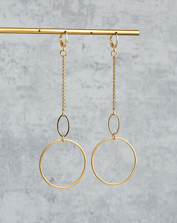 Mega długie złote kolczyki z kołami, AT NOON