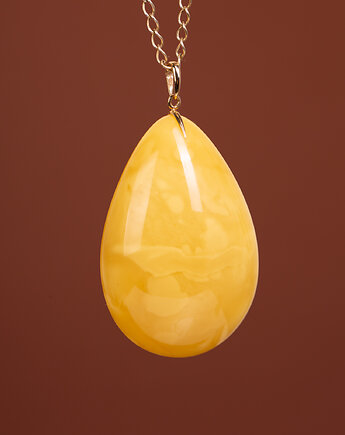 Wisiorek złoty z naturalnym mlecznym bursztynem bałtyckim, Andorii by Baco