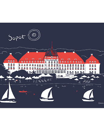 Plakat A4 Sopot Grand Hotel, Gliniana Kura