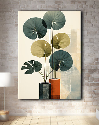 Tropikalne liście - Plakat - Loft, Minimalizm #75, Black Sapphire Art