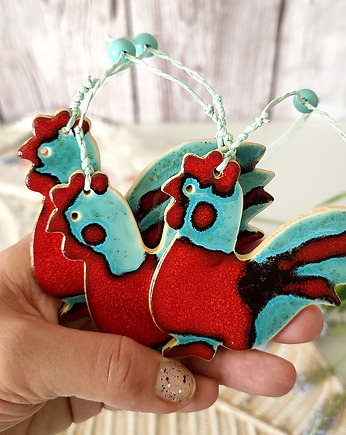 Duży ceramiczny kogucik zawieszka Wielkanocna, 10FingersArt