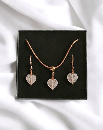 RAZEM TANIEJ! uroczy komplet: serduszko KWARC TRUSKAWKOWY : wyjątkowy prezent, kaktusia