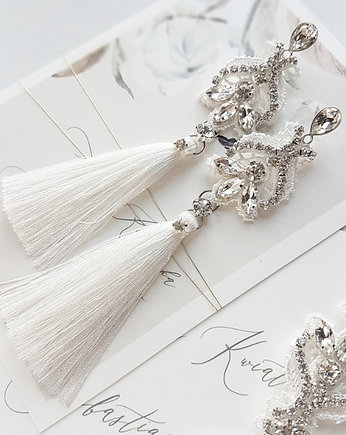Amelia Tassel Line  Silver - kolczyki ślubne, PiLLow Design
