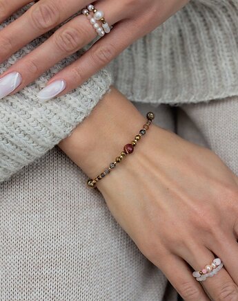 Bransoletka z Mokaitem Rodonitem i Opalem, w hand works