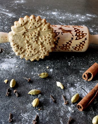 choinki- wałek grawerowany do ciastek, Rolling Pin Collection