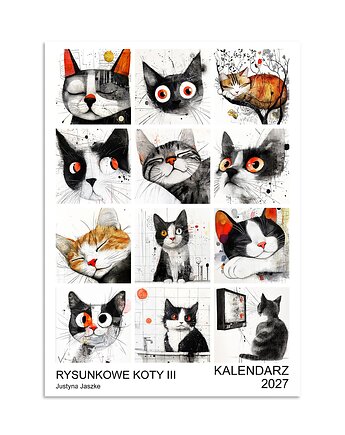 Kalendarz 2027 Rysunkowe Koty III, JBJart Justyna Jaszke