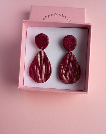 Kolczyki listki z fakturą, Dwie Gliny