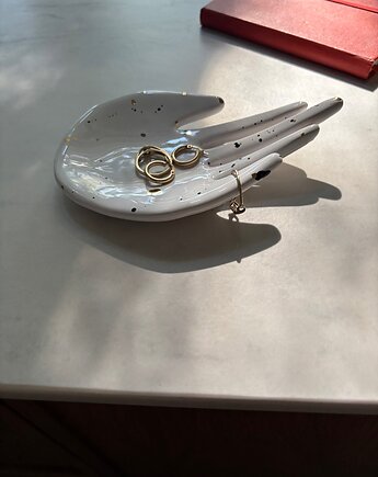 Ceramiczna Łapka Handmade na Pierścionki Czarno Złote Ciapki, Maison Fragile
