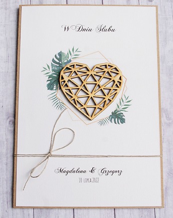Kartka A5 : serce geometryczne : personalizacja, kaktusia