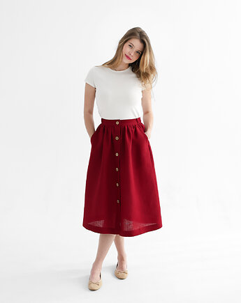 Lniana Spódnica LILY  RED WINE, so linen!