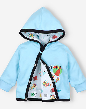 Turkusowa bluza niemowlęca SUMMER ROBOTS  z bawełny organicznej dla chłopca, Nini