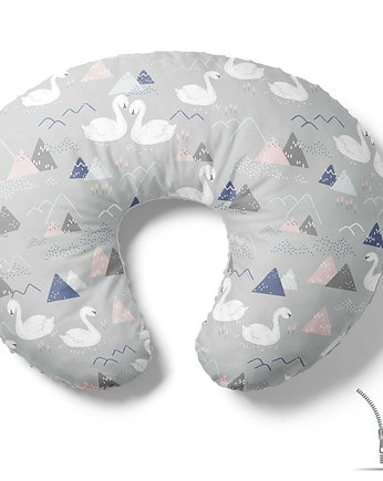 Poduszka rogal do karmienia Łabędzie na szarym, Baby Love Decor