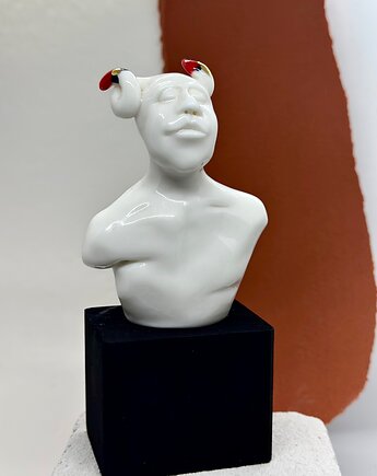 Korek do wina/  figurka  porcelanowa, biały królik ceramika