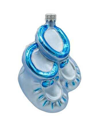 Bombka choinkowa: Buciki dziecięce: niebieskie, Syn Bombkarza