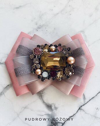 Brosza  z ozdobą w stylu glamour Kryształ z perłami NEW, Pudrowy Różowy