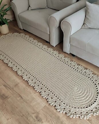 Dywan szydełkowy ze sznurka bawełnianego owalny 75cmx210cm, MISZ MASZ Dorota Tyszko