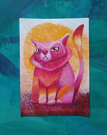 Pincat - rysunek różowego kota, ma.grafka