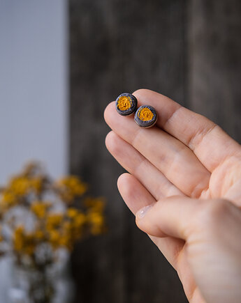 Mini kolczyki kwiaty żółto-szare wkrętki, Z SZUFLAD UMYSŁU