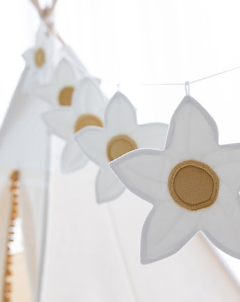 Girlanda Daisy, ozdobna girlanda białe kwiaty, OKAZJE - Prezent na Baby shower