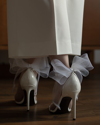 Klipsy do butów Kokardy/Śmietankowe Designerskie Kokardy na Tył, Coquet