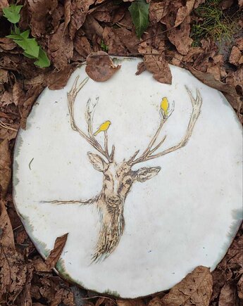 Talerz ceramiczny Jeleń 25cm, Ewa Duszka